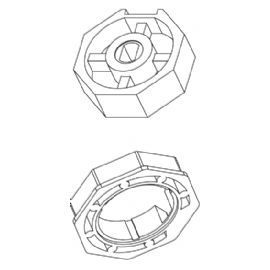 PULEGGIA E CORONA OTTAGONALE DIAMETRO 70MM PER MOTORIDUTTORI TUBOLARI 