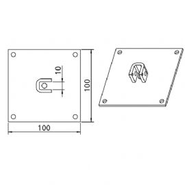 PIASTRA CON SUPPORTO  QUADRA 10x10MM PER MOTORIDUTTORI TUBOLARI 45MM