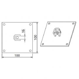 PIASTRA A SUPPORTO QUADRA 16x16MM PER MOTORIDUTTORI TUBOLARI DIAMETRO 59MM