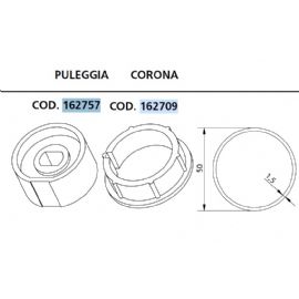 PULEGGIA E CORONA TONDO DIAMETRO 50x1,5 MM PER MOTORIDUTTORI TUBOLARI 35MM